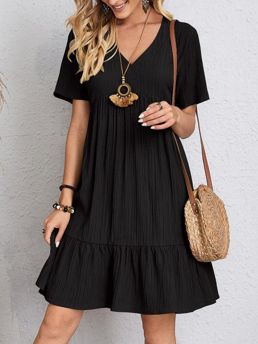 Summer V-Neck Ruffle Dress